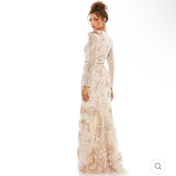 Mac Duggal 11174 FLORAL EMBROIDERED LACE TRUMPET GOWN Blush/pink size 14 - Picture 3 of 10